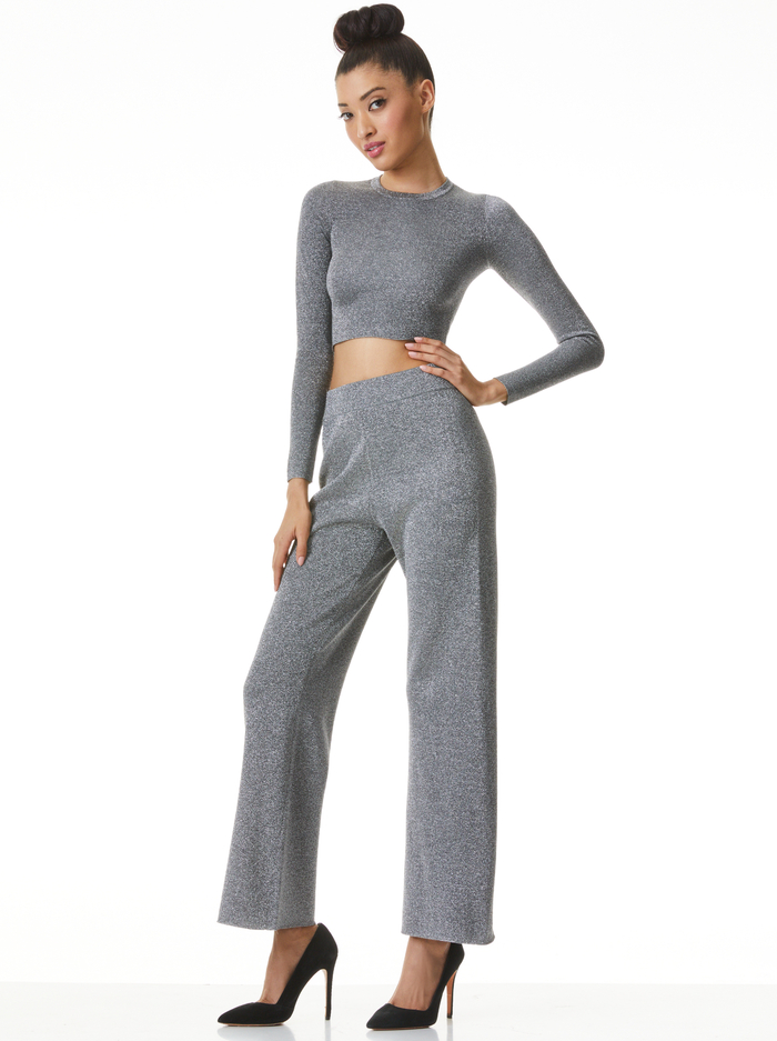 CHARLIZE METALLIC WIDE LEG PANT - SILVER METALLIC image 2 - ALICE + OLIVIA