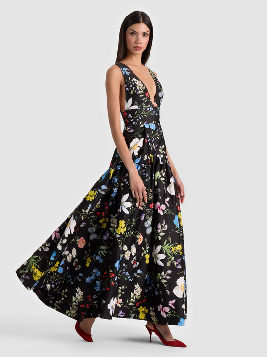 TWISTING VINES BLACK-LILA STRUCTURED BALLGOWN