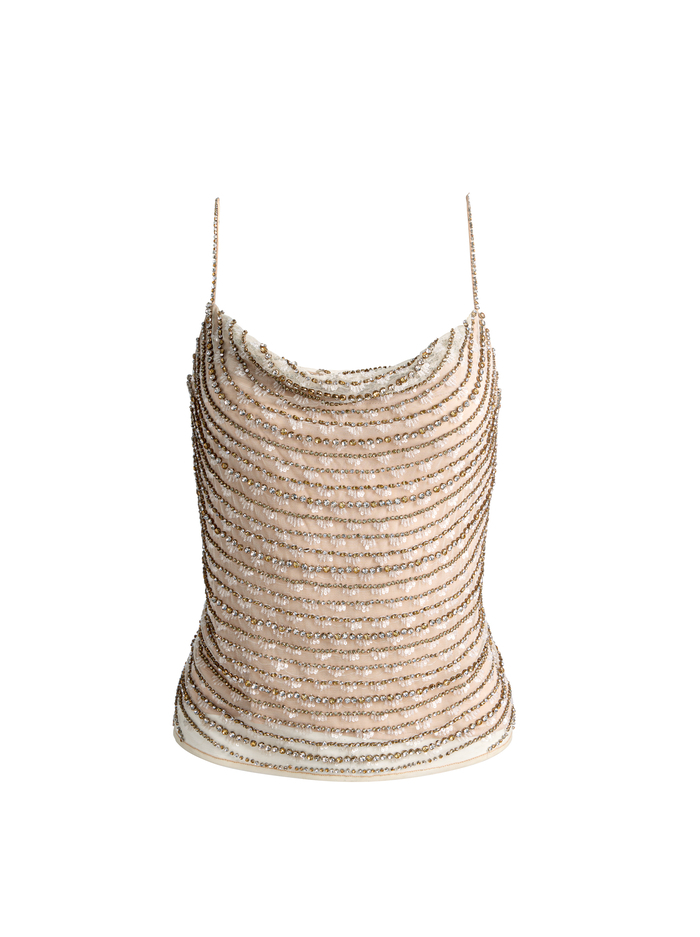 HARMON CRYSTAL SLIP TANK - ALMOND/CLEAR CRYSTAL image 5 - ALICE + OLIVIA