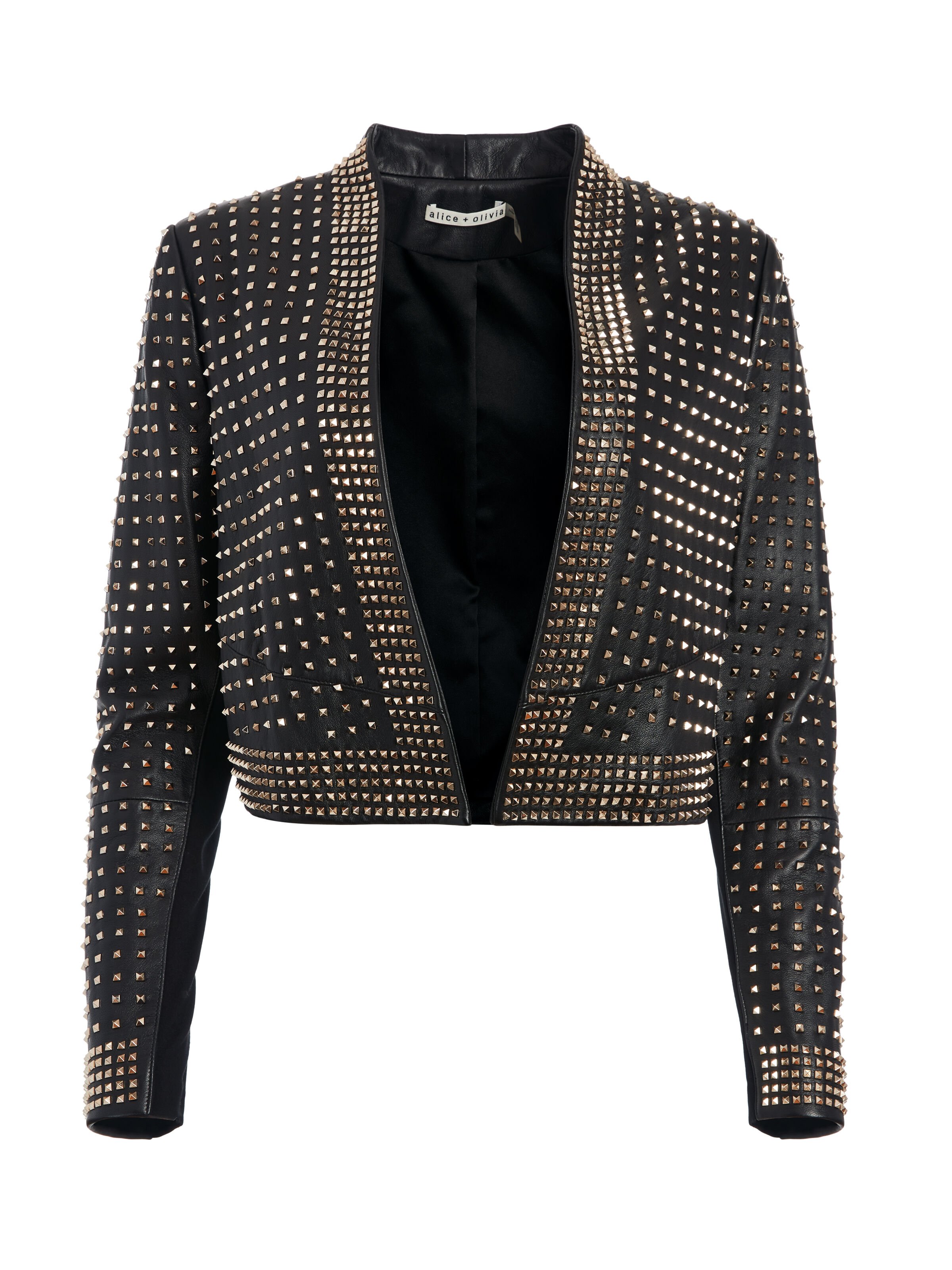 Alice and olivia studded leather jacket discount
