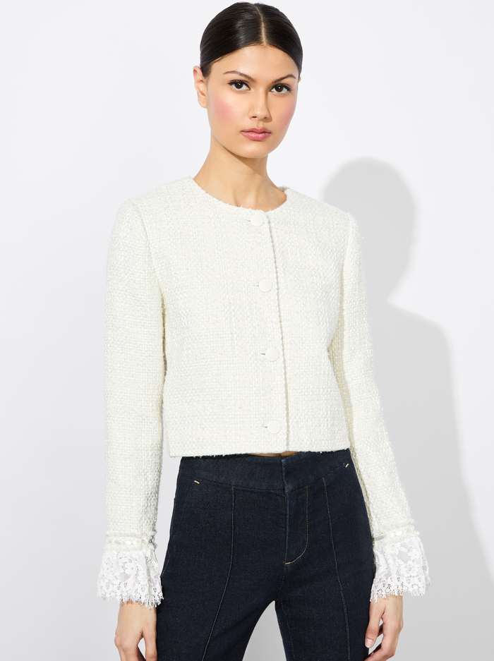MILLIE JACKET - OFF WHITE/OATMEAL - Alice And Olivia
