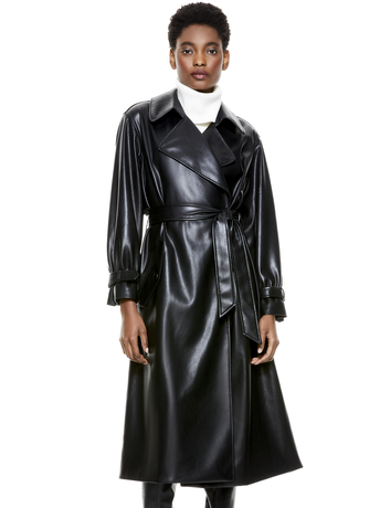 Delora Vegan Leather Midi Dress In Black Alice And Olivia