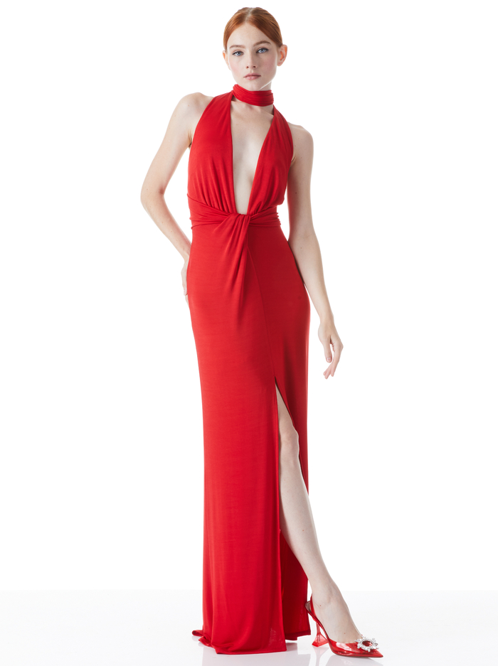 RESSE LOW NECK GOWN - PERFECT RUBY - Alice And Olivia