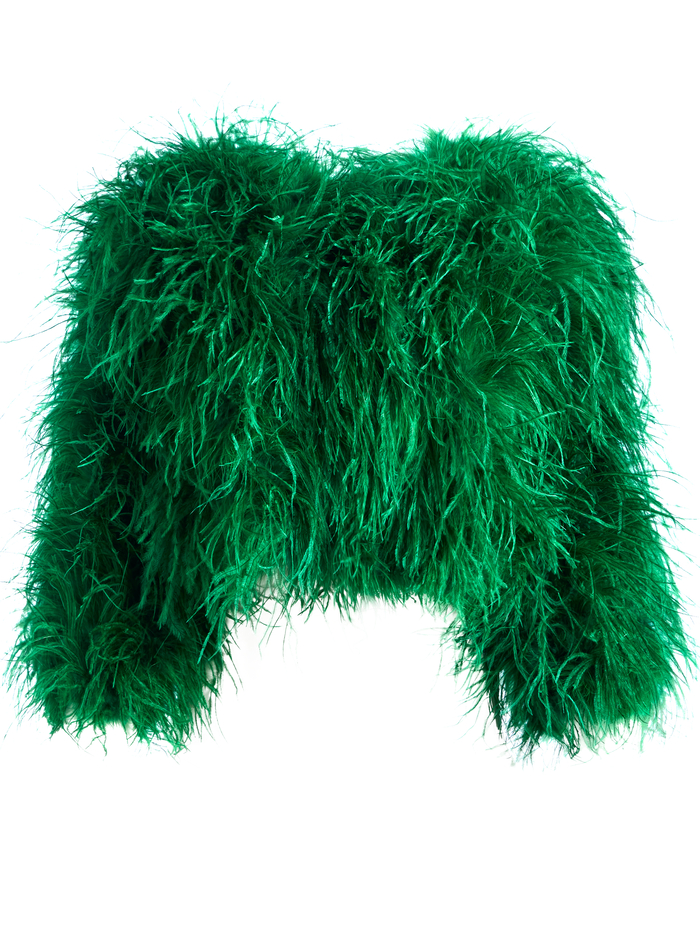 KIDMAN FEATHERED JACKET - EMERALD image 5 - Alice And Olivia