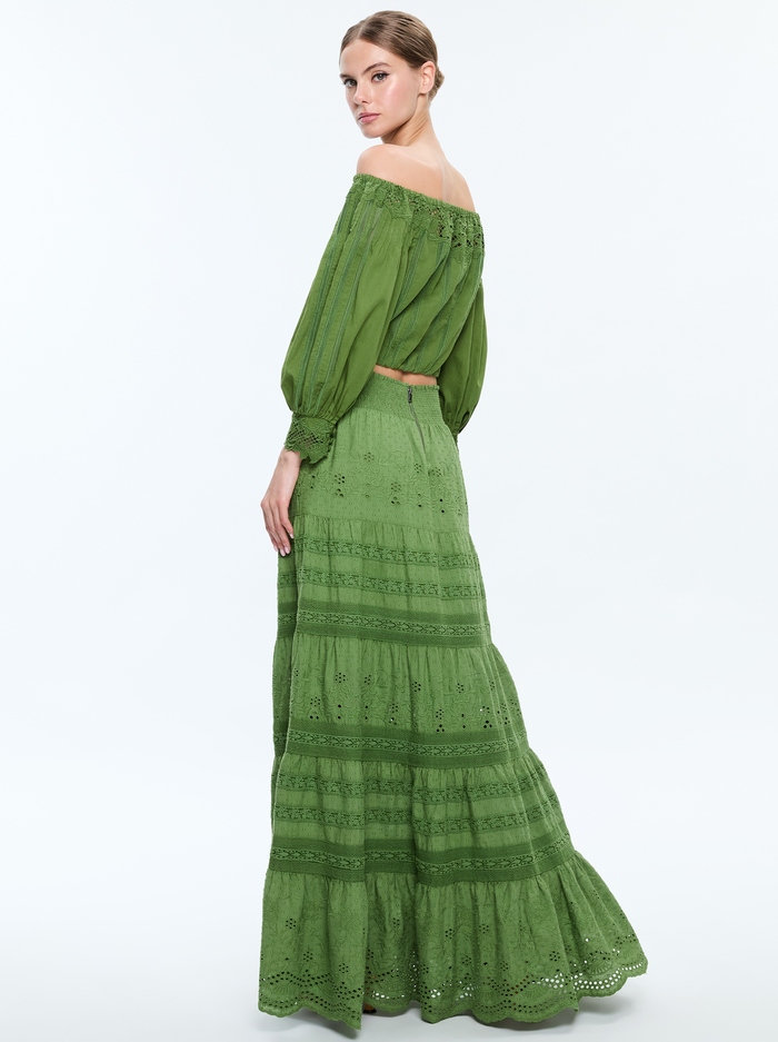 AISHA TIERED MAXI SKIRT - AVOCADO image 2 - Alice And Olivia