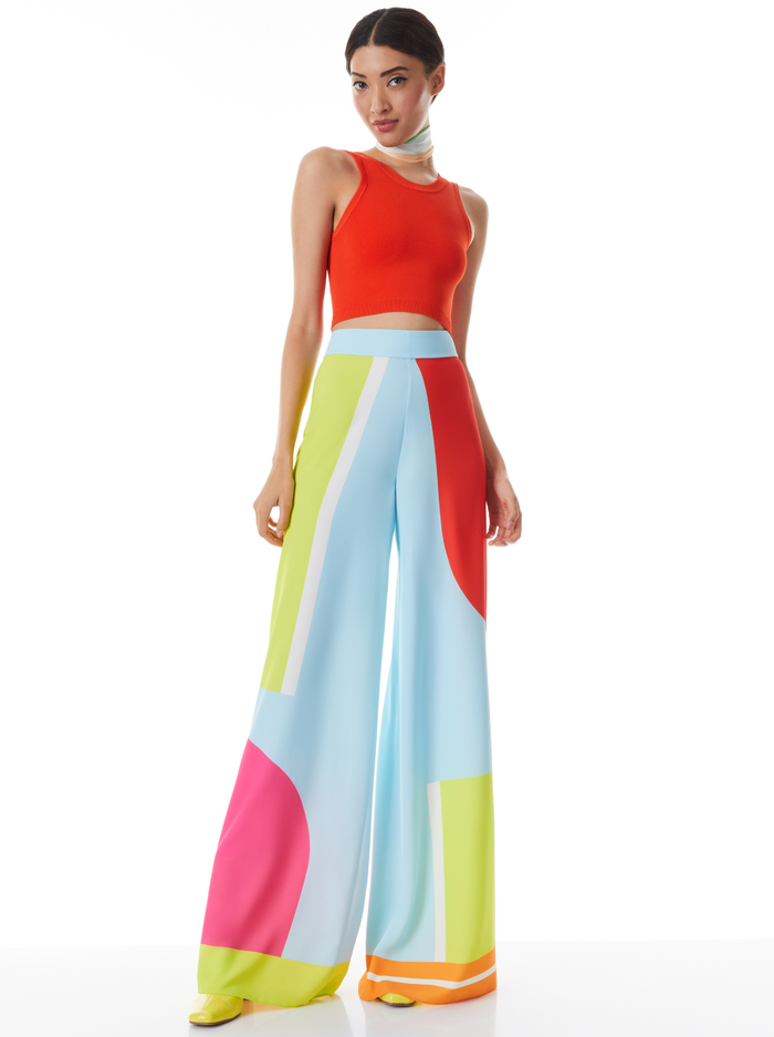 ATHENA WIDE LEG PANT - TAKING SIDES GEO image 3 - Alice And Olivia