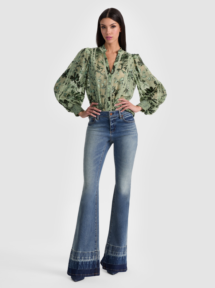 ARLETTE BLOUSE - MYSTIC GARDEN SAGE image 1 - ALICE + OLIVIA