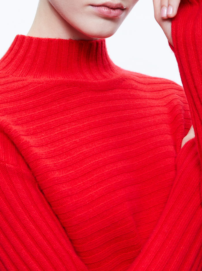 TAVILL MOCK NECK PULLOVER - PERFECT RUBY image 3 - Alice And Olivia
