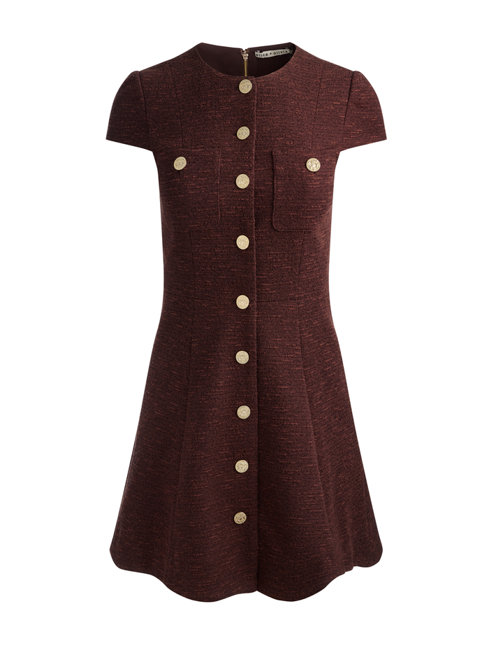SHILOH MINI DRESS - DARK CHOCOLATE image 5 - ALICE + OLIVIA