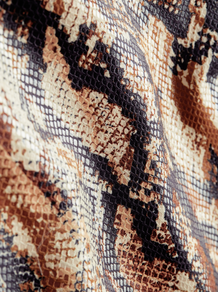 CLYDE VEGAN MINI DRESS - CAMEL/BLACK SNAKE image 1 - Alice And Olivia