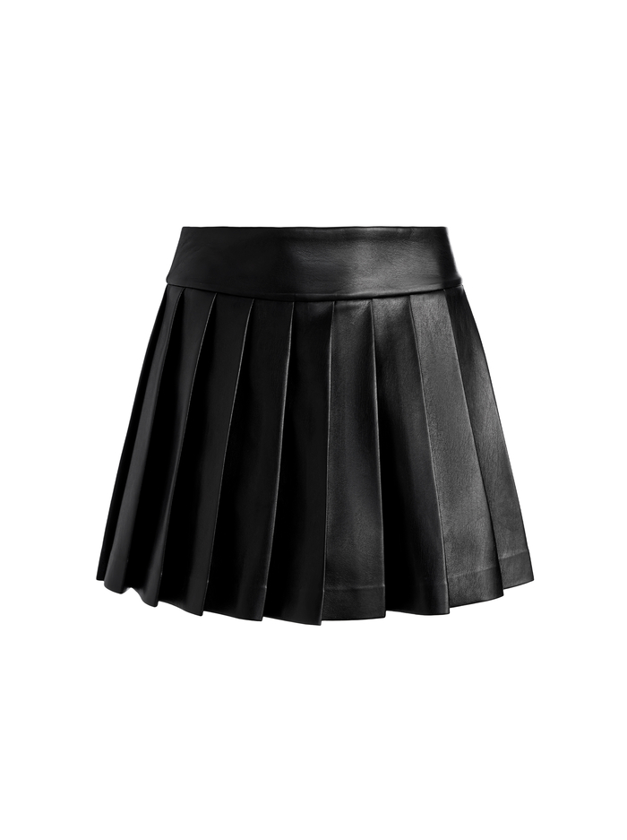 PURA VEGAN LEATHER PLEATED SKORT - BLACK image 5 - ALICE + OLIVIA