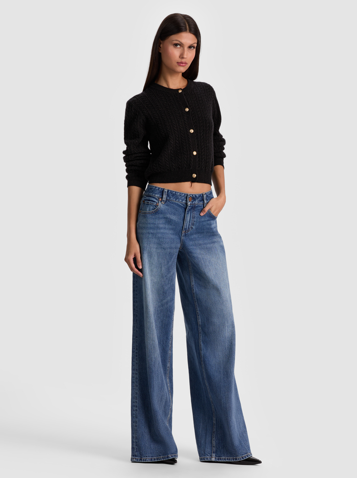 DOLLIE CASHMERE CABLEKNIT CARDIGAN - BLACK image 4 - Alice And Olivia