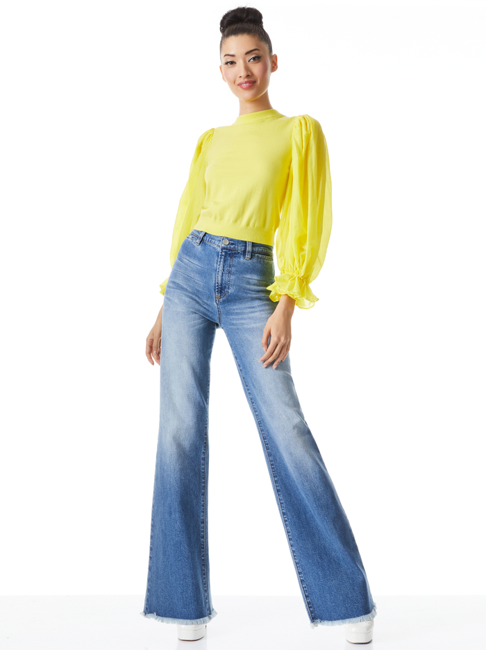 KIRIE COMBO SLEEVE PULLOVER - SUNFLOWER COMBO image 2 - Alice And Olivia