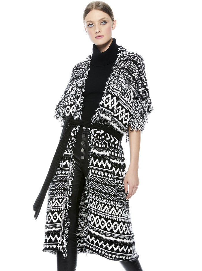 MAIBELLA BELTED SWEATER VEST  - BLACK/CREAM image 1 - Alice And Olivia