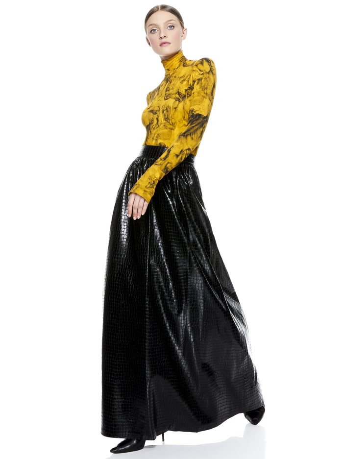 TINA VEGAN LEATHER GOWN SKIRT - BLACK image 5 - Alice And Olivia