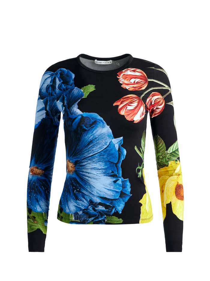 DELAINA LONG SLEEVE TOP - LE PARISIEN BLACK image 5 - Alice And Olivia