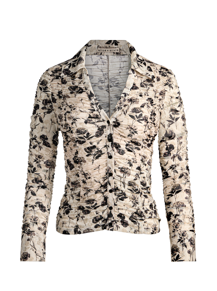 PORTIA MESH BUTTON DOWN - ARDEN FOREST SM image 5 - Alice And Olivia
