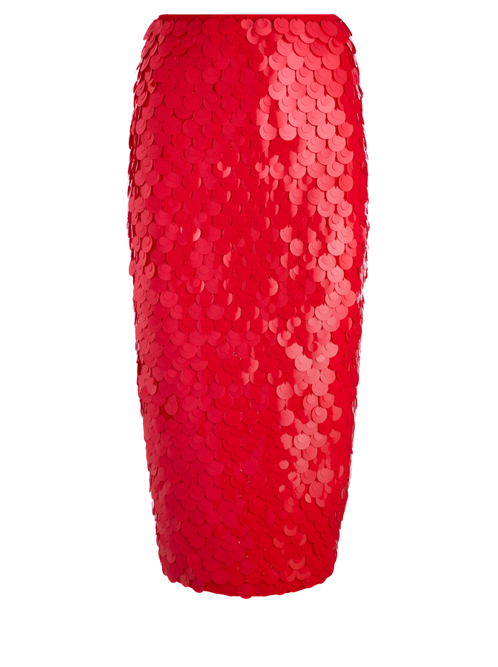 FIFI PAILLETTE MIDI SKIRT - BRIGHT RUBY image 5 - Alice And Olivia