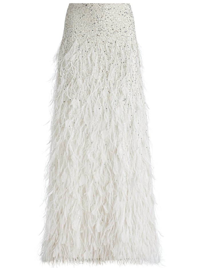 ASHTON EMBELLISHED FEATHER SKIRT - ECRU/ECRU image 5 - Alice And Olivia