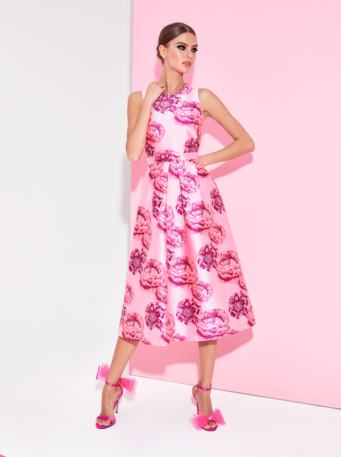 CHERRA EMBELLISHED NECK MIDI DRESS - CANDY MULTI image 6 - Alice And Olivia