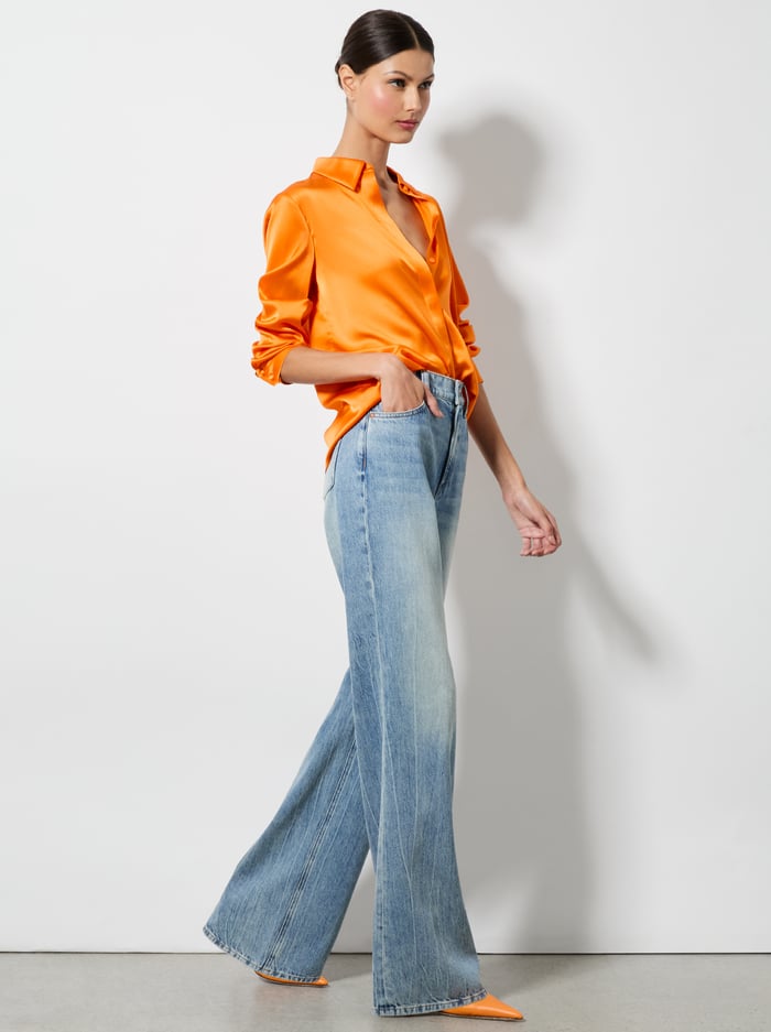WILLA SILK BLOUSE - ORANGE BLAZE image 4 - Alice And Olivia