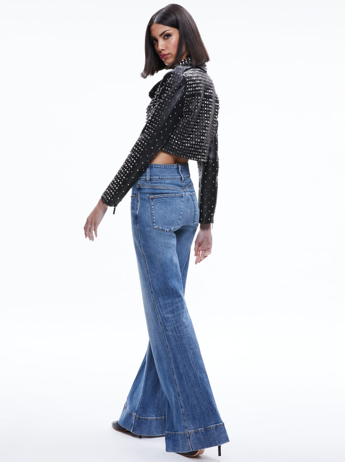 KRISHNA CROPPED MOTO LEATHER JACKET - BLACK image 1 - ALICE + OLIVIA