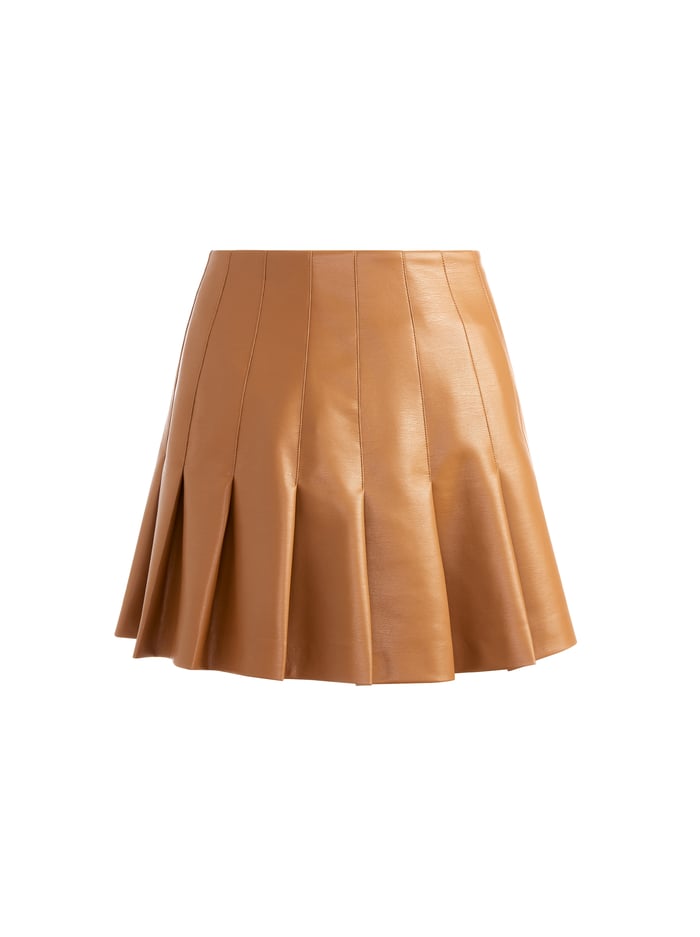 CARTER VEGAN MINI SKIRT - CAMEL image 5 - Alice And Olivia
