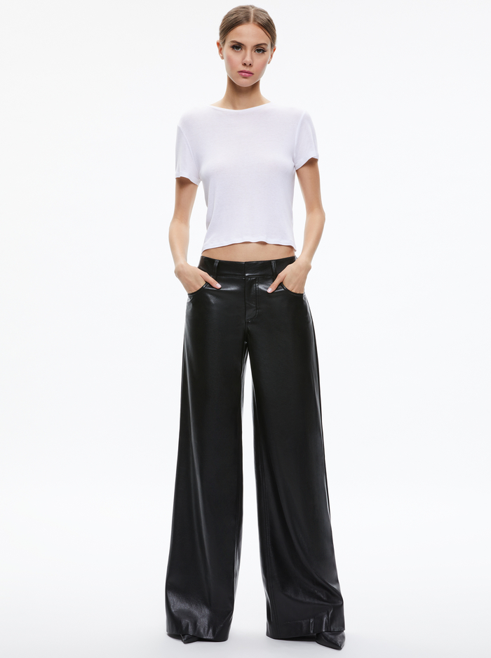 TRISH VEGAN LEATHER WIDE LEG PANT - BLACK image 2 - Alice And Olivia