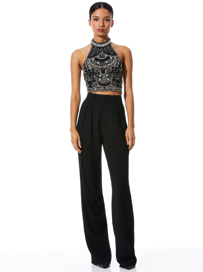 GATZ EMBELLISHED TOP - BLACK/MULTI image 2 - Alice And Olivia