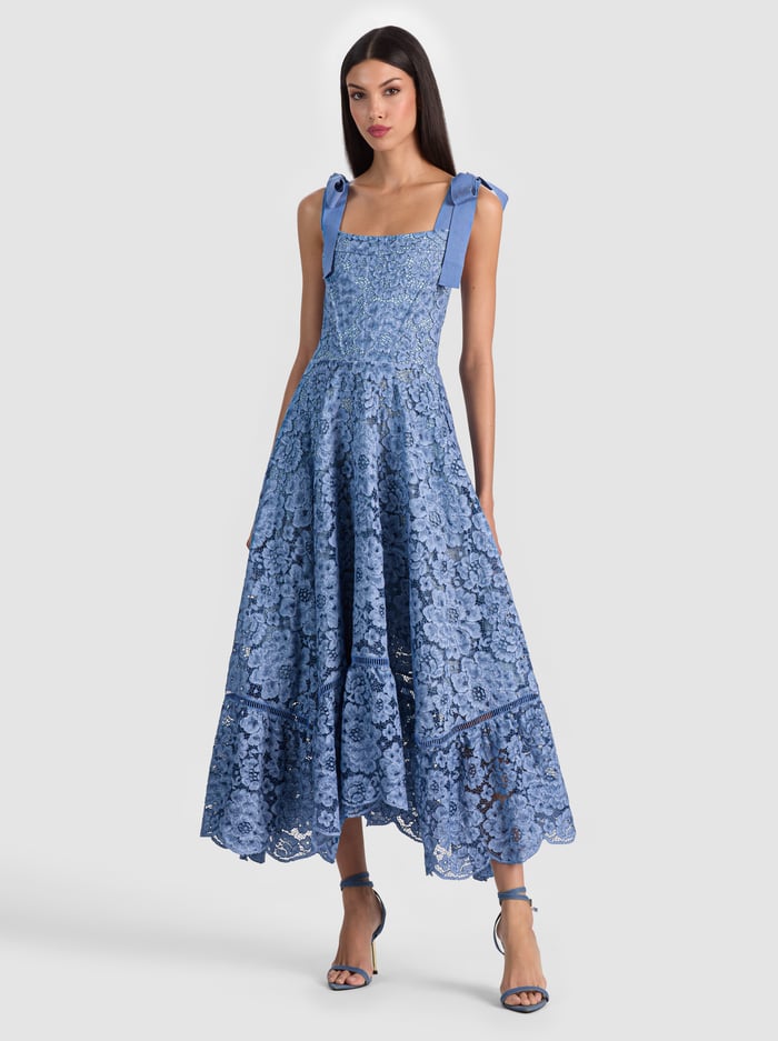 ROSALEE LACE BUSTIER DRESS - INDIGO - ALICE + OLIVIA