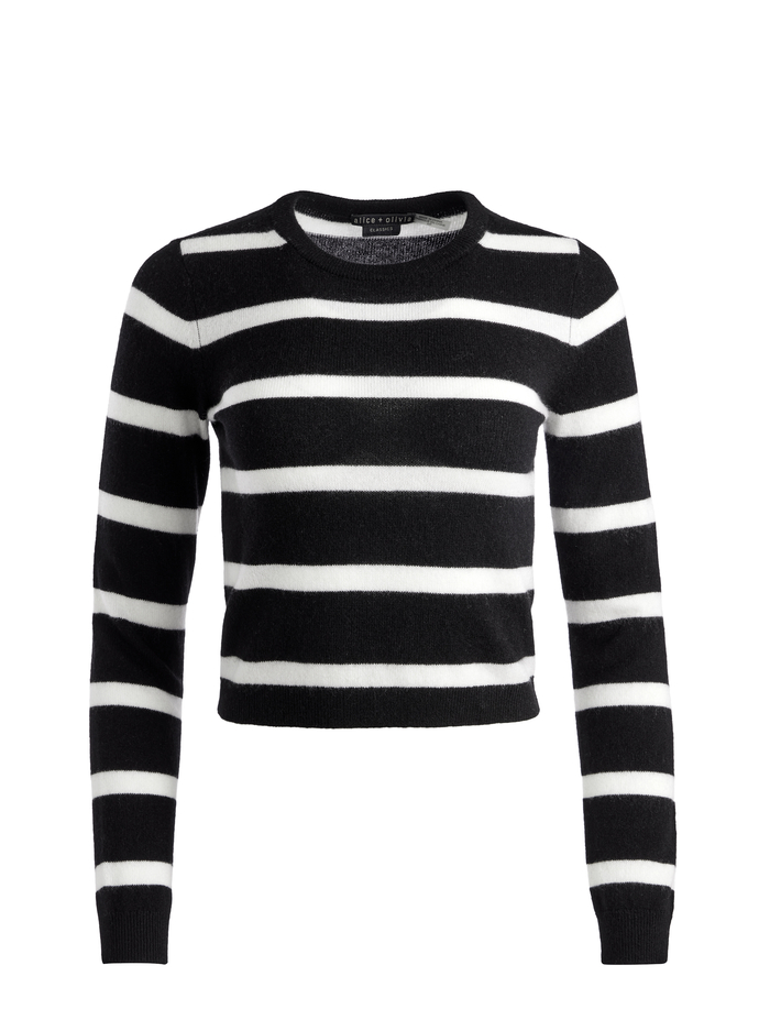 LUNA STRIPED CREWNECK - BLACK/ECRU image 4 - Alice And Olivia