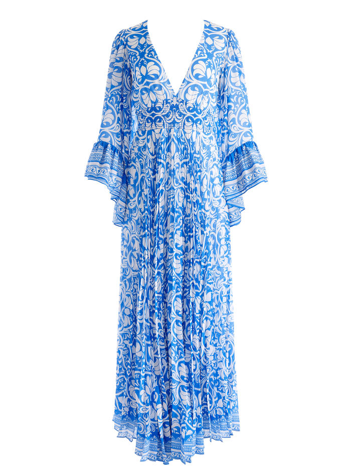 SELENE PLEATED MAXI DRESS - SOIREE TRUE BLUE image 6 - Alice And Olivia