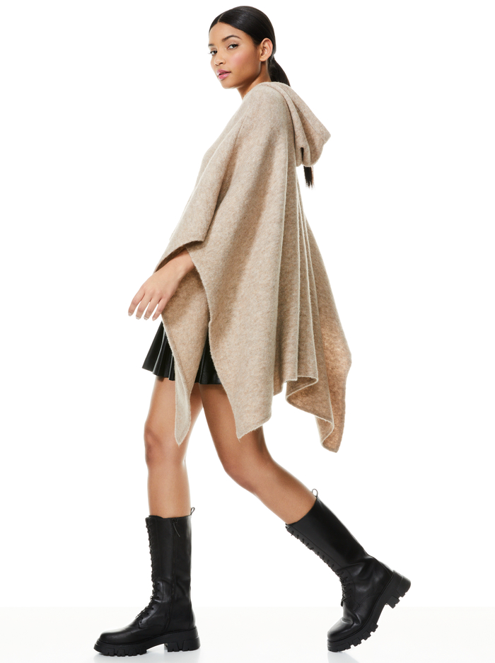 ZANDRA HOODED PULLOVER PONCHO - OATMEAL image 4 - Alice And Olivia