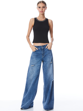 BLACK-ALLEN EMBELLISHED NECK TANK TOP