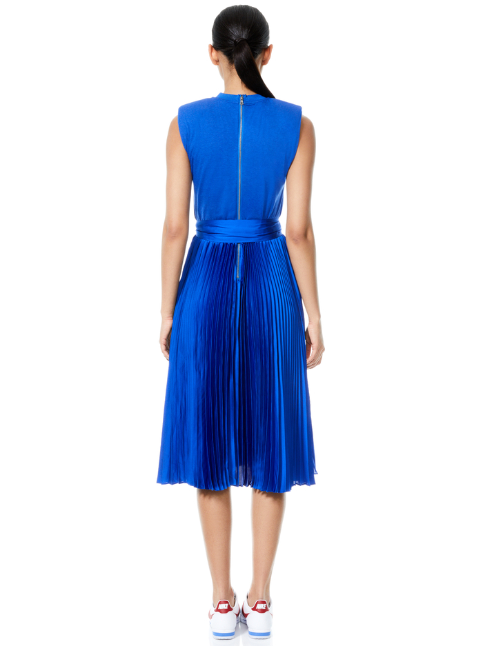 YUKI STRONG SHOULDER MIDI DRESS - COBALT image 1 - Alice And Olivia