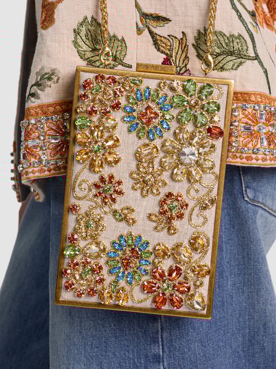 NATURAL/MULTI-KAYLA EMBELLISHED CLUTCH