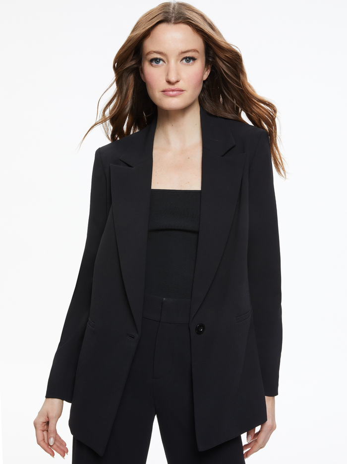 Denny Notch Collar Boyfriend Blazer In Black