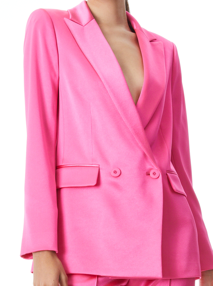 JUSTIN BUTTON FRONT BLAZER - WILD PINK image 3 - Alice And Olivia