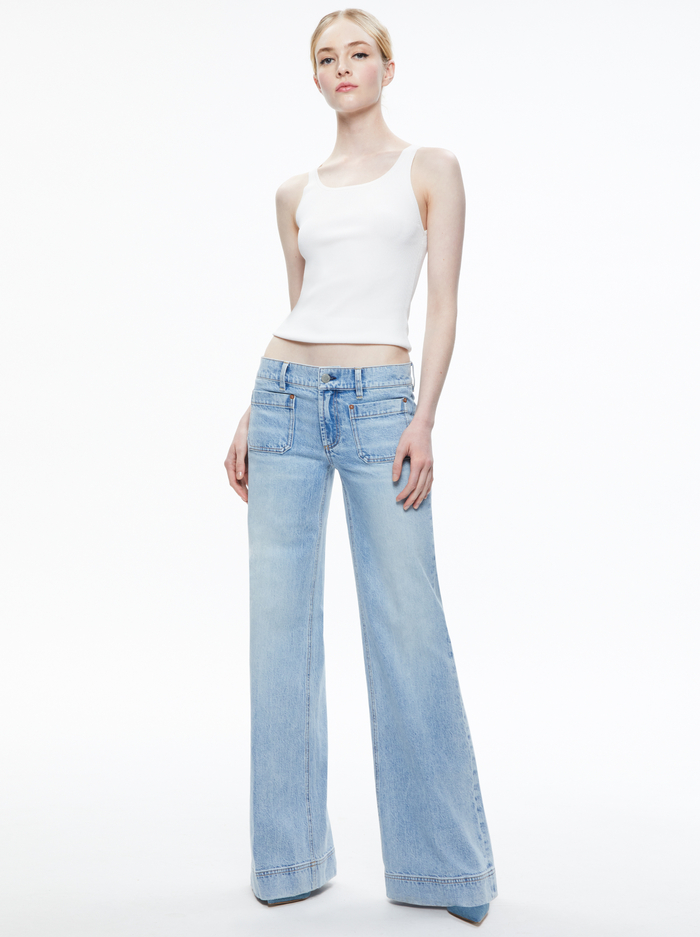 BRIAN PATCH POCKET WIDE LEG JEAN - ROCKSTAR BLUE image 2 - ALICE + OLIVIA