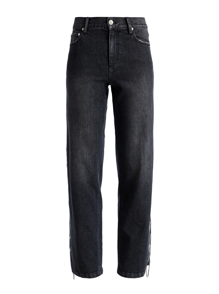 GAYLE EMBELLISHED SIDE JEAN - MAYA CHARCOAL BLACK image 5 - Alice And Olivia