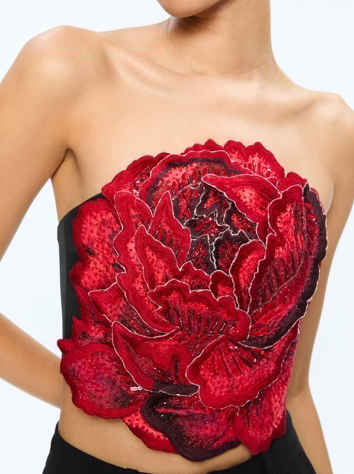 RANDIE APPLIQUE TOP - LE PARISIEN BLACK image 3 - Alice And Olivia