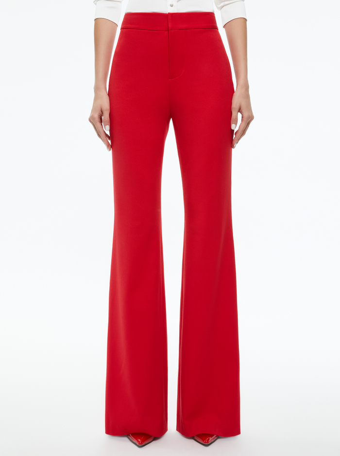 DEANNA HIGH RISE BOOTCUT PANT - PERFECT RUBY - Alice And Olivia