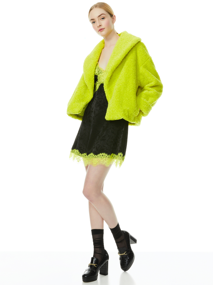 ORA FAUX FUR COAT - LIME PUNCH image 4 - Alice And Olivia