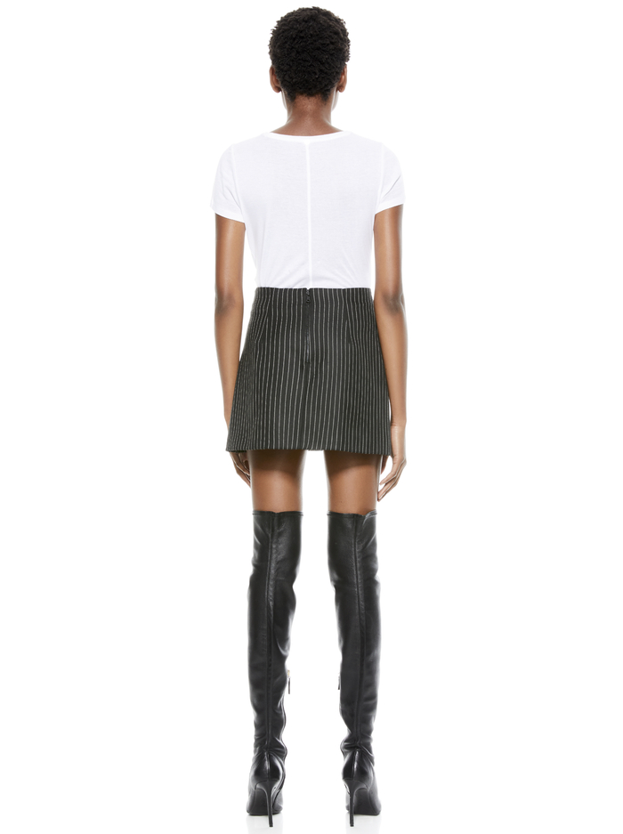 DARMA HIGH WAISTED MINI SKIRT  - PINSTRIPE image 2 - Alice And Olivia