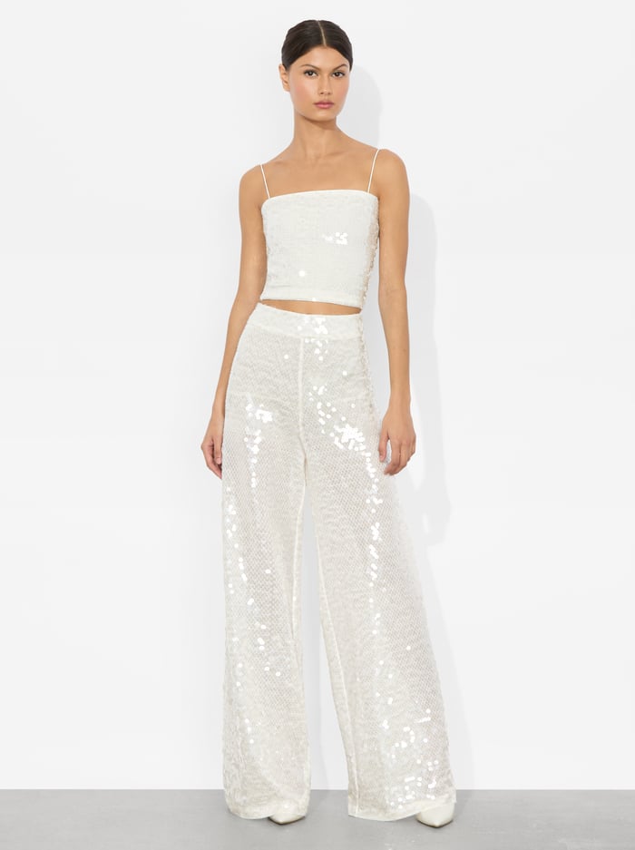 ATHENA SEQUIN PANT - OFF WHITE/CLEAR image 1 - Alice And Olivia