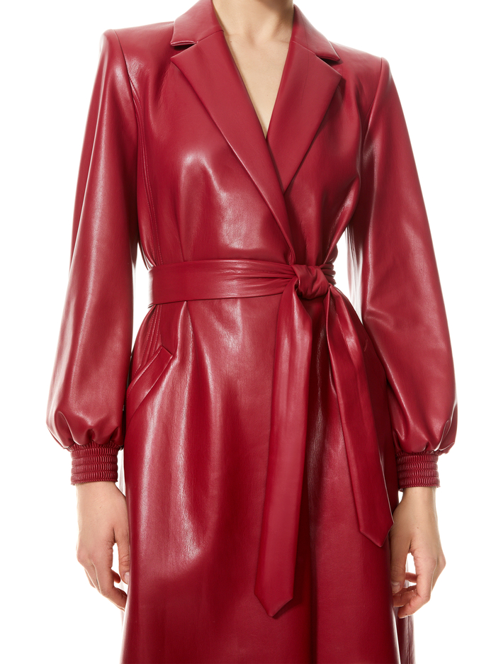 TAMESHA VEGAN LEATHER COAT - DARK BURGUNDY image 3 - Alice And Olivia