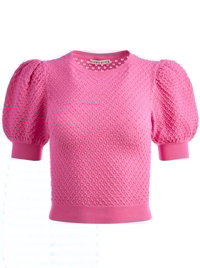 RISA PUFF SLEEVE POINTELLE PULLOVER - FRENCH ROSE image 5 - Alice And Olivia