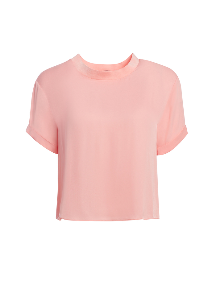 Jann Roll Sleeve Boxy Tee In Blush Alice And Olivia
