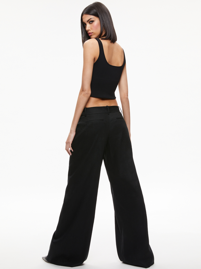 ERIC LOW RISE LINEN TROUSER - BLACK image 1 - Alice And Olivia