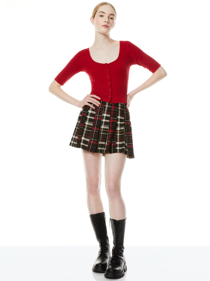 CARTER PLAID MINI SKIRT - FREEDOM PLAID BLACK/COMBO image 2 - Alice And Olivia